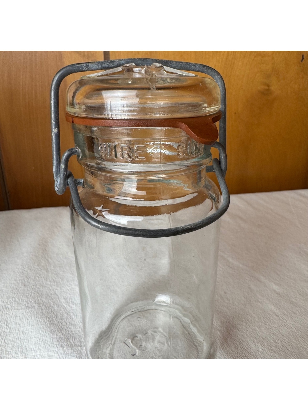Vintage Glass Canning Jar With Wire Bail Lid K 1881 8 Wire Side - Picture 6 of 7